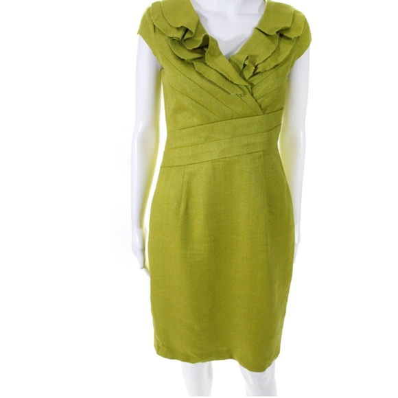 KAY UNGER SLEEVELESS RUFFLED V-NECK SHEATH Dress - Picture 2 of 5